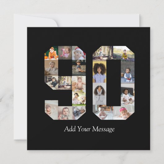 Zahl 90 FotoCollage Feiertagskarte (Vorderseite)