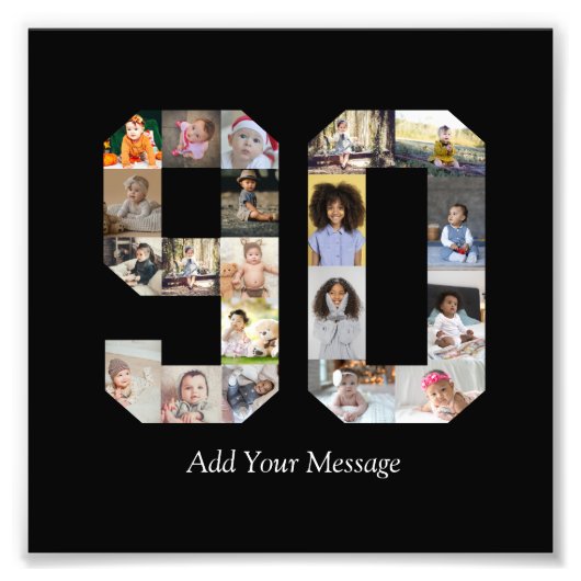 Zahl 90 FotoCollage Fotodruck (Vorne)
