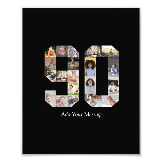 Zahl 90 FotoCollage Fotodruck (Vorne)