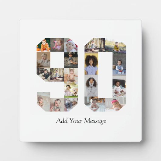 Zahl 90 FotoCollage Fotoplatte (Vorderseite)