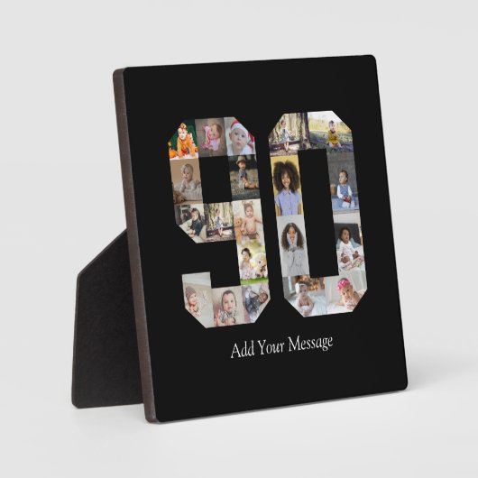 Zahl 90 FotoCollage Fotoplatte (Vorderseite)