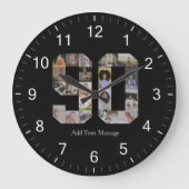 Zahl 90 FotoCollage Große Wanduhr (Vorderseite)