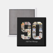 Zahl 90 FotoCollage Magnet (Vorderseite/Rückseite)