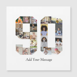 Zahl 90 FotoCollage Magnetkarte