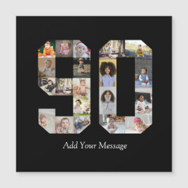 Zahl 90 FotoCollage Magnetkarte
