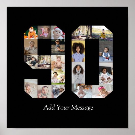 Zahl 90 FotoCollage Poster (Vorne)
