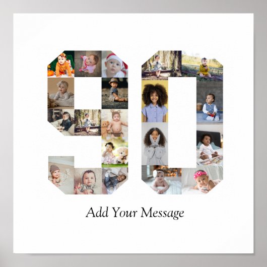 Zahl 90 FotoCollage Poster (Vorne)