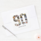 Zahl 90 FotoCollage Quadratischer Aufkleber (Umschlag)