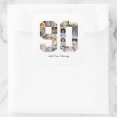 Zahl 90 FotoCollage Quadratischer Aufkleber (Tasche)