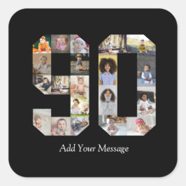 Zahl 90 FotoCollage Quadratischer Aufkleber