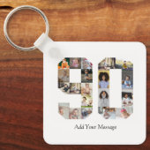 Zahl 90 FotoCollage Schlüsselanhänger (Vorderseite)