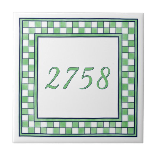 Zahl der grünen und weißen kleinen Häuser Fliese (Vorderseite)