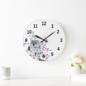 Zahl der niedlichen Eule- und Kirschblüten Große Wanduhr (Zuhause)