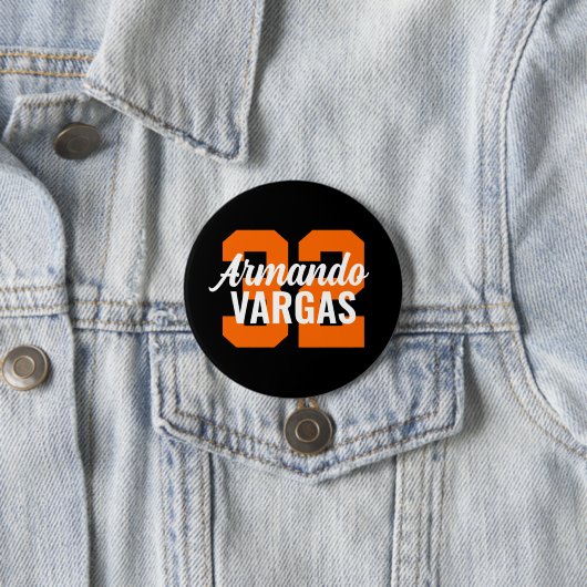 Zahl der schwarzen und orangen Athleten Jersey Button (Beispiel)
