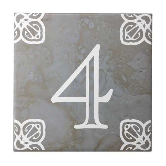 Zahl-Fliese - spanisches Weiß auf Kalkstein Fliese (Vorderseite)