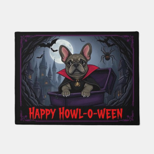 Zähl Französische Bulldogge Frohes Heul-o-ween Fußmatte (Vorderseite)
