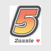Zahl fünf 5 Gradient Yellow Orange 3 Stroke Aufkleber (Blatt)