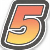 Zahl fünf 5 Gradient Yellow Orange 3 Stroke Aufkleber (Vorderseite)