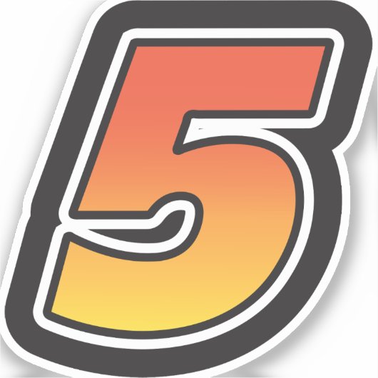 Zahl fünf 5 Gradient Yellow Orange 3 Stroke Aufkleber (Vorderseite)