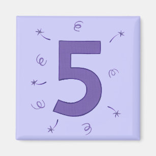 Zahl Fünf Lila Stars Ribbons Zündmagnete Magnet