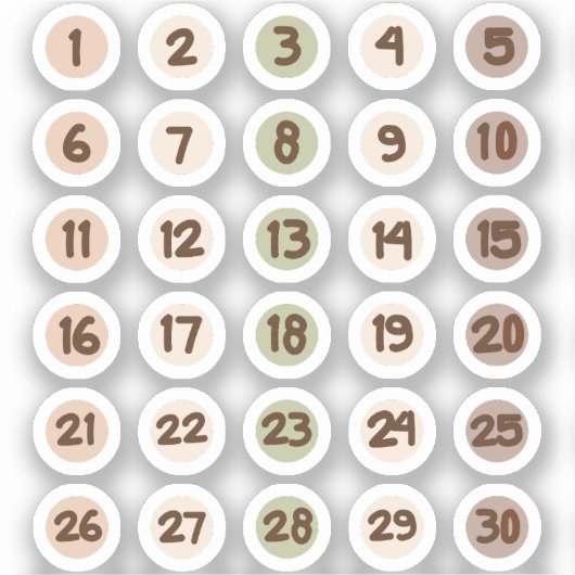 Zahl für Monatsplaner Aufkleber (Vorderseite)