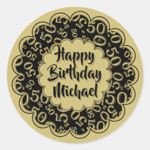 Zahl-Muster-Gold/Schwarzes alles- Gute zum Runder Aufkleber