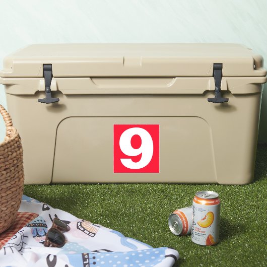 Zahl neun Rot- und Weißaufkleber Aufkleber (Kühler)