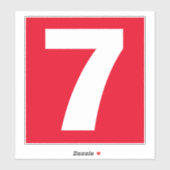 Zahl Sieben Rot-Weiß-Aufkleber Aufkleber (Blatt)