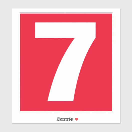 Zahl Sieben Rot-Weiß-Aufkleber Aufkleber (Blatt)