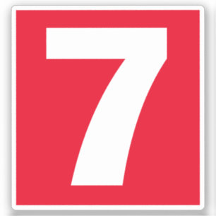 Zahl Sieben Rot-Weiß-Aufkleber Aufkleber