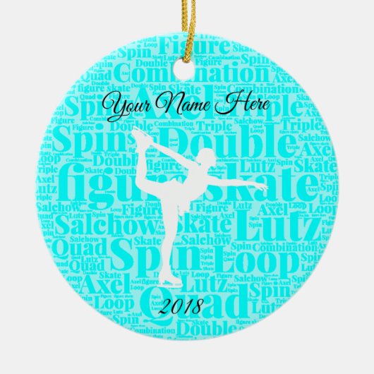 Zahl Skaten-Eis-personalisierte Verzierung Keramik Ornament (Vorne)