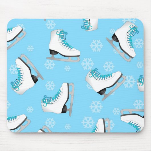 Zahl Skaten - Eis-Skate blau mit Schneeflocken Mousepad (Vorne)