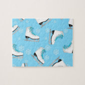 Zahl Skaten - Eis-Skate blau mit Schneeflocken Puzzle (Horizontal)