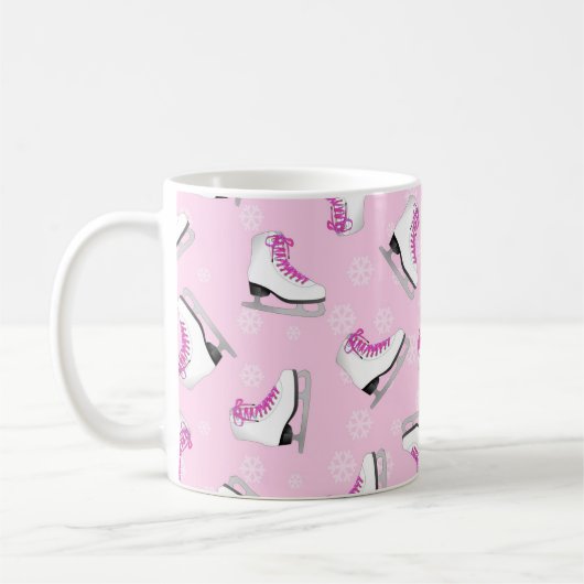 Zahl Skaten - Eis-Skate-Rosa mit Schneeflocken Kaffeetasse (Links)