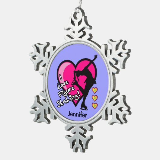 Zahl Skaten - personalisierte Verzierung Schneeflocken Zinn-Ornament (Rechts)