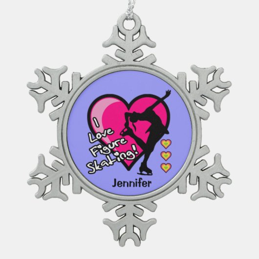 Zahl Skaten - personalisierte Verzierung Schneeflocken Zinn-Ornament (Vorderseite)