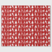 Zahl Skaten und Weihnachtsbäume Geschenkpapier (Flach)