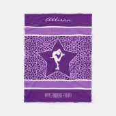 Zahl Skater mit lila Cheetah-Druck und Monogramm Fleecedecke (Vorderseite)