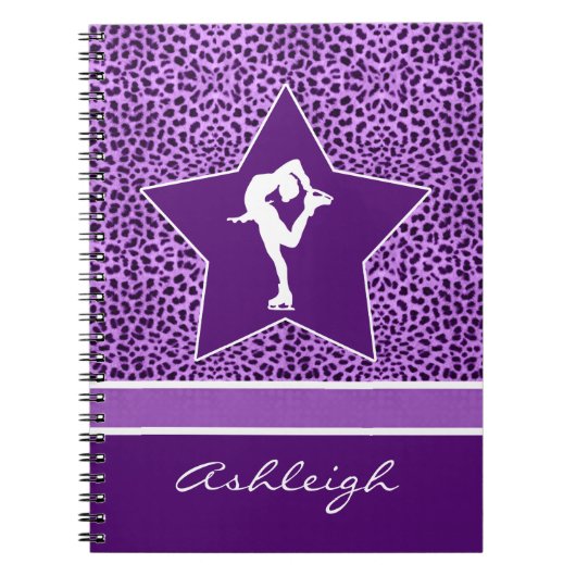 Zahl Skater mit lila Cheetah-Druck und Monogramm Notizblock (Vorderseite)