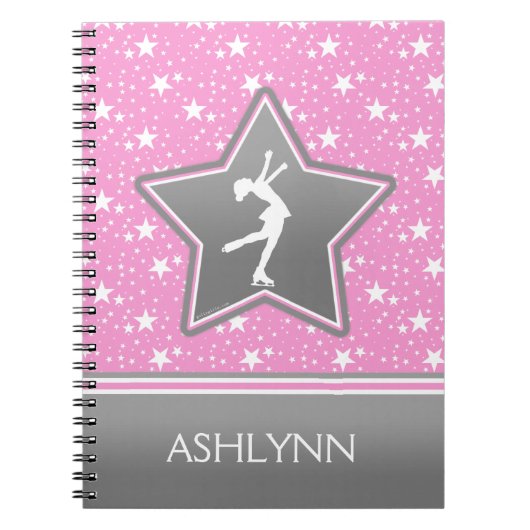 Zahl Skater unter dem Stern-Rosa mit IHREM NAMEN Notizblock (Vorderseite)