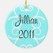 Zahl Skater-Verzierung - Eis-Blau - Keramik Ornament (Hinten)