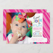 Zahl-Spaß ERSTE GEBURTSTAGS-Einladung Einladung (Vorne/Hinten)