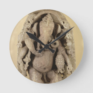 Zahl von Ganapati, Chandella Dynastie (Sandstein) Runde Wanduhr