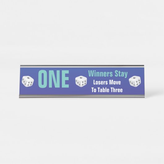 Zahl-Zeichen der Bunco Würfel-Tabelle-eine Schreibtischnamensplakette (Vorderseite )