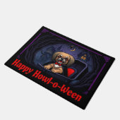 Zähle Pekingese Happy Howl-o-ween Fußmatte (Schrägansicht)