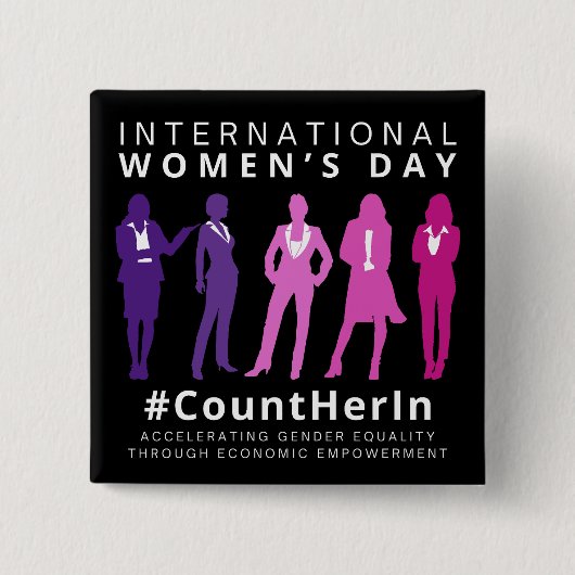 Zähle sie am Internationalen Frauentag Button (Vorderseite)