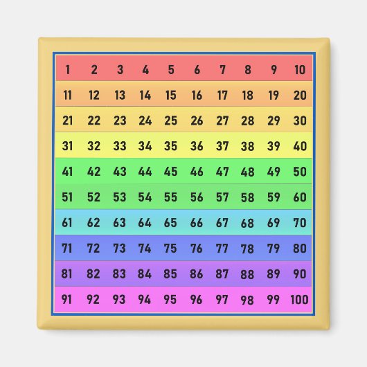 Zahlen 1-100 Hundert Diagramm Magnet (Vorne)