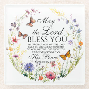 Zahlen 6:24-26 Der Herr segne dich die Wildblume Glasuntersetzer