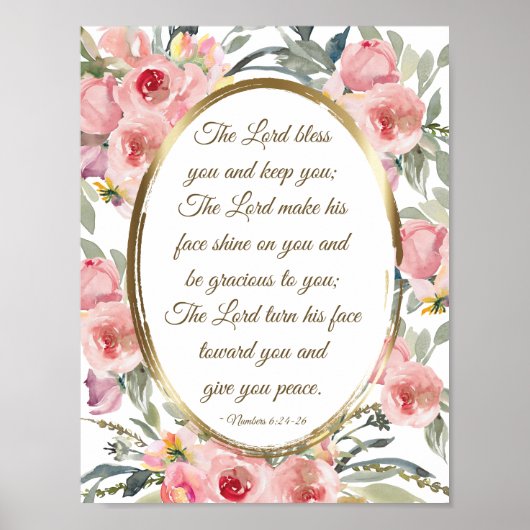 Zahlen 6:24-26 Der Herr segne Sie rosa Blüte Poster (Vorne)