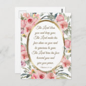 Zahlen 6:24-26 Der Herr segne Sie rosa Blüte Postkarte (Vorne/Hinten)